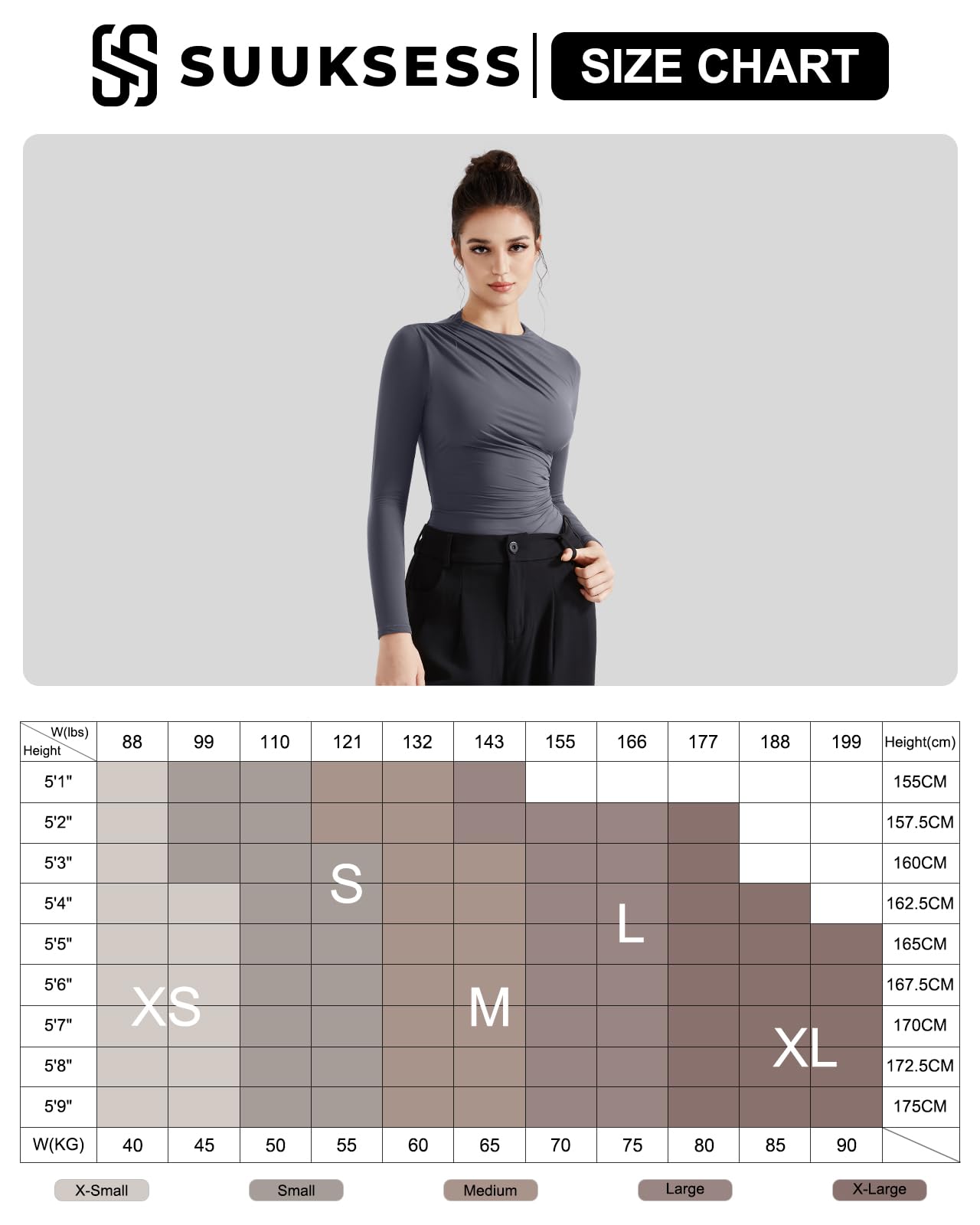 SUUKSESS Women Business Casual Long Sleeve Tops Double Lined Basic T Shirts - Image 8