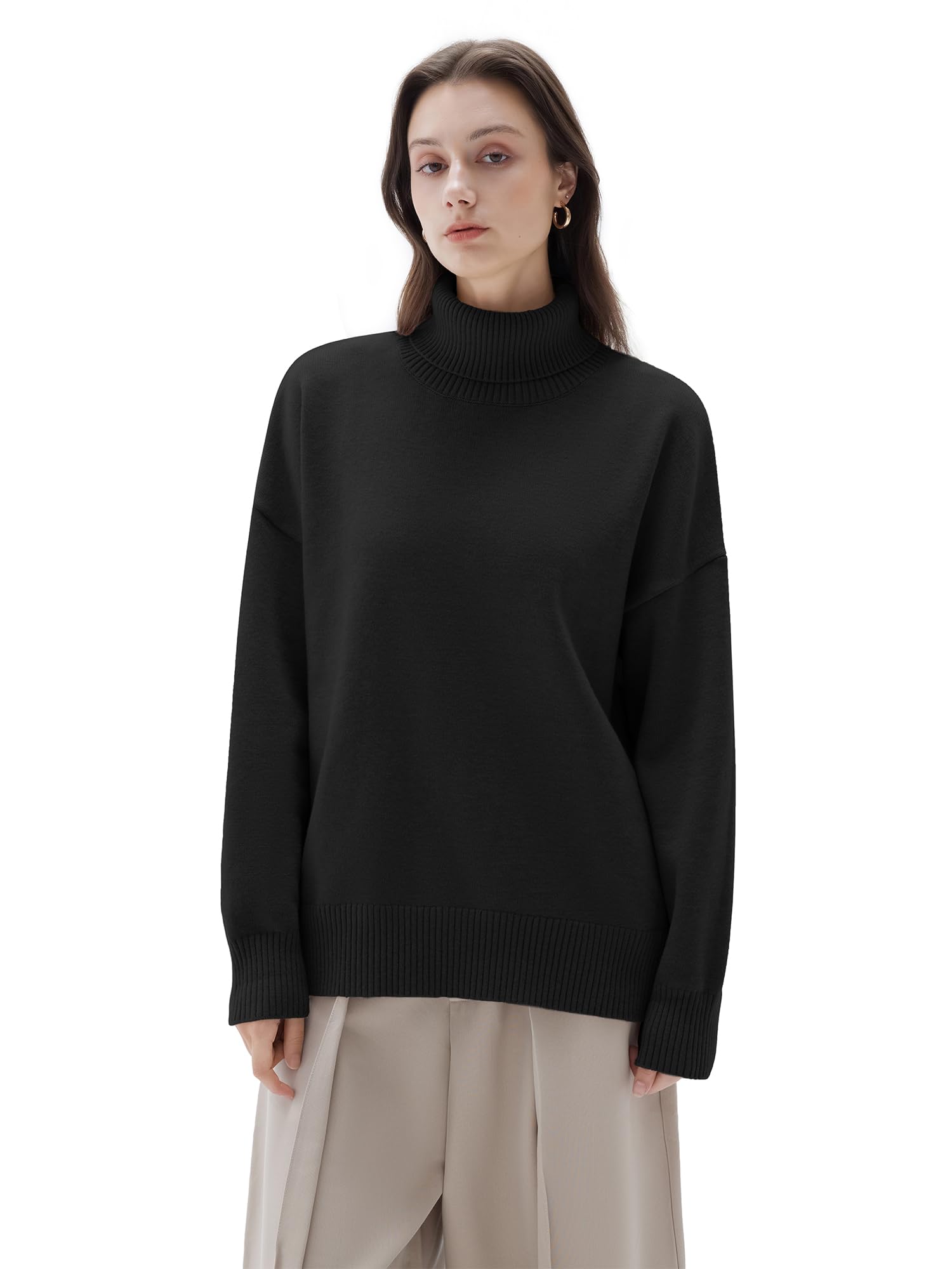 SUUKSESS Women Cashmere Blend Oversized Turtleneck Pullover Sweater Long Sleeve Knit Jumper Tops - Image 8