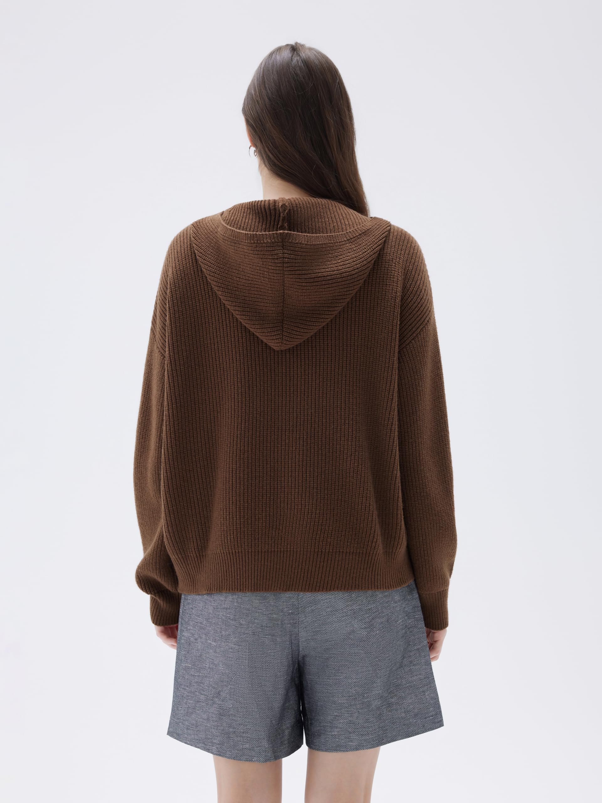 SUUKSESS Women Chunky Knit Cashmere Blend Sweaters Zip up Oversized Hoodies Cardigan with Pockets Long Sleeve Fall Outerwear - Image 6
